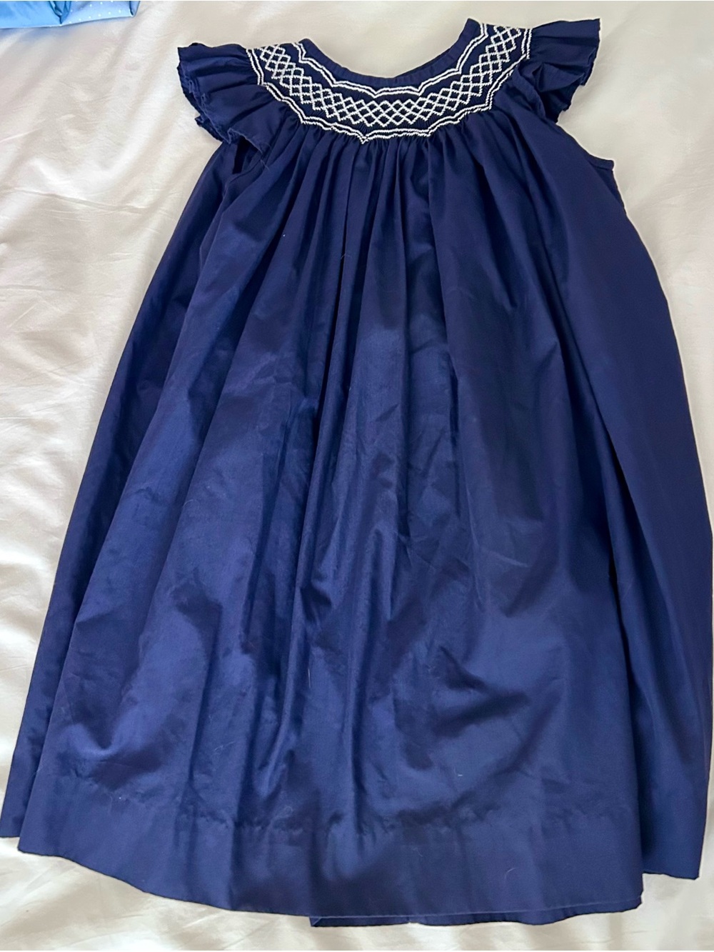 Navy & White smocked Dress
